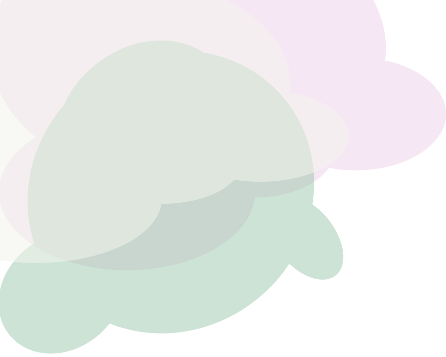 A decorative piece consisting of pink and teal blobs